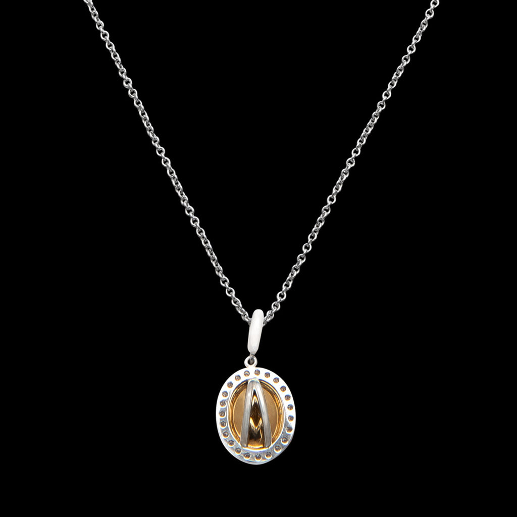 1.26ct Natural Yellow Oval Diamond Pendant Necklace
