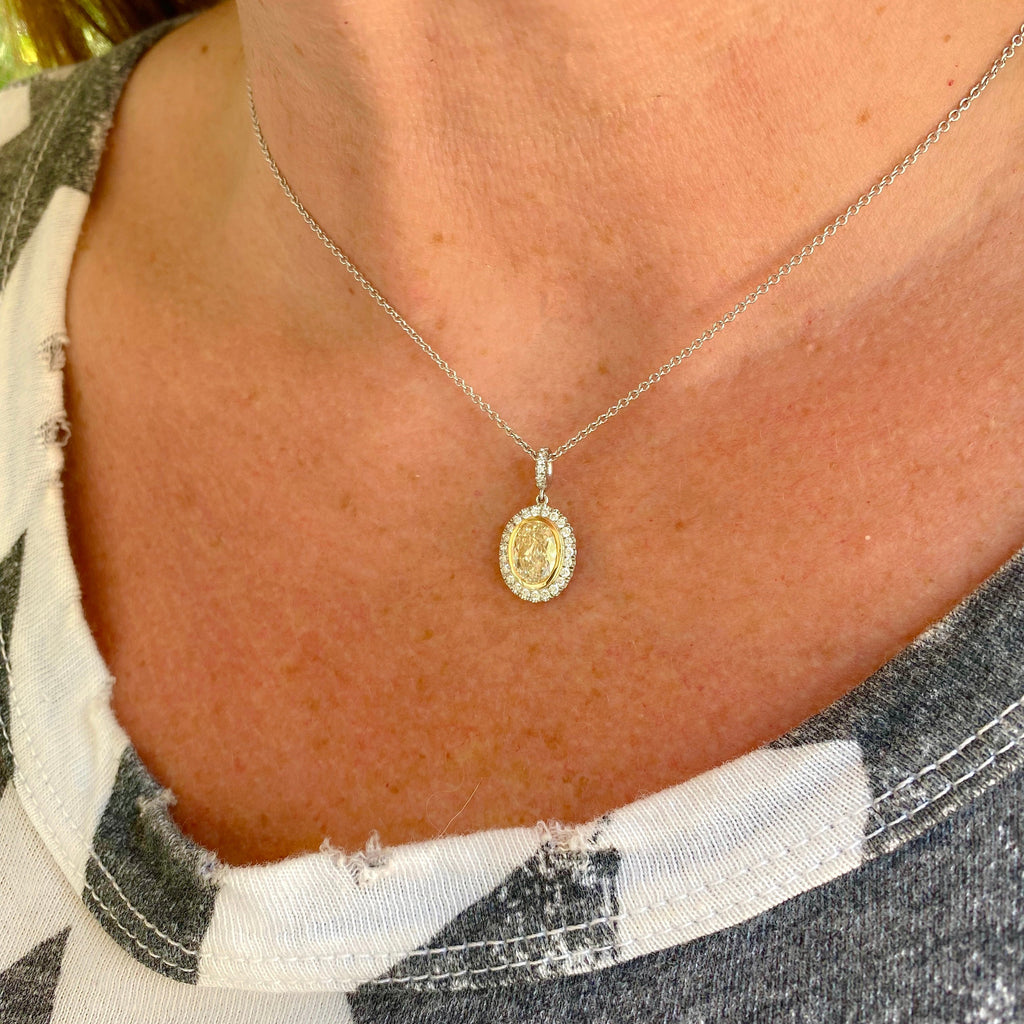 1.26ct Natural Yellow Oval Diamond Pendant Necklace