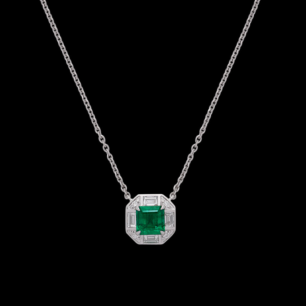 Salavetti Emerald and Diamond Necklace
