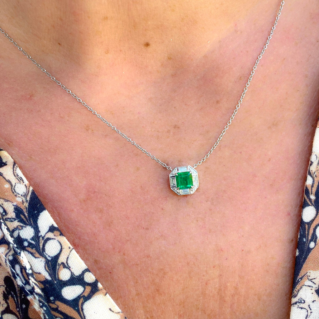 Salavetti Emerald and Diamond Necklace