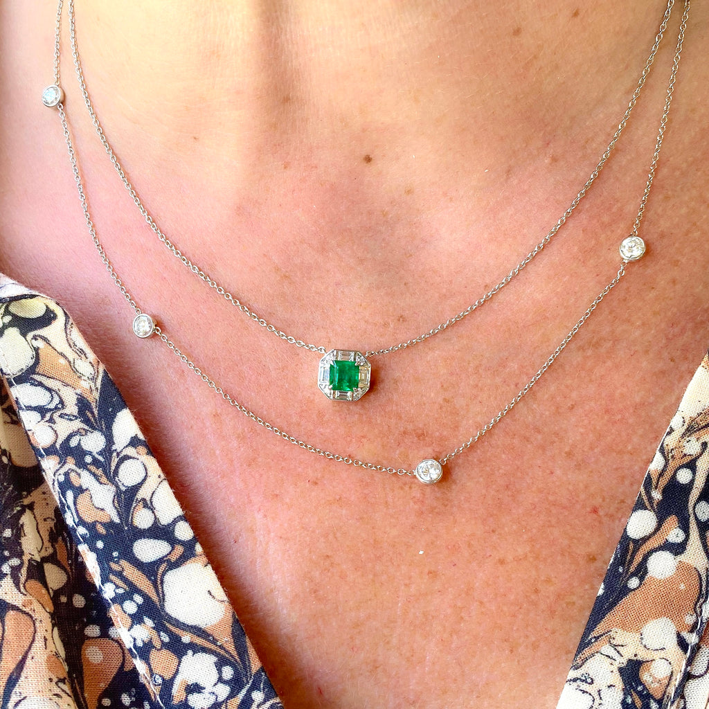 Salavetti Emerald and Diamond Necklace