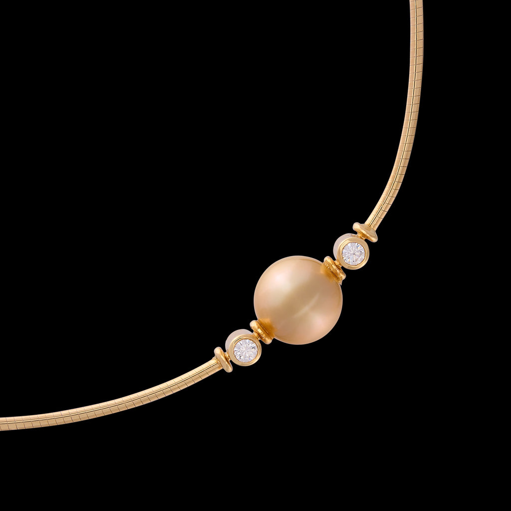 Cultured Pearl & Diamond Necklace by Mikimoto