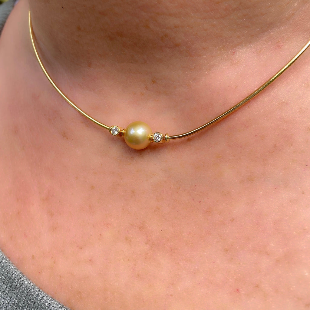 Cultured Pearl & Diamond Necklace by Mikimoto