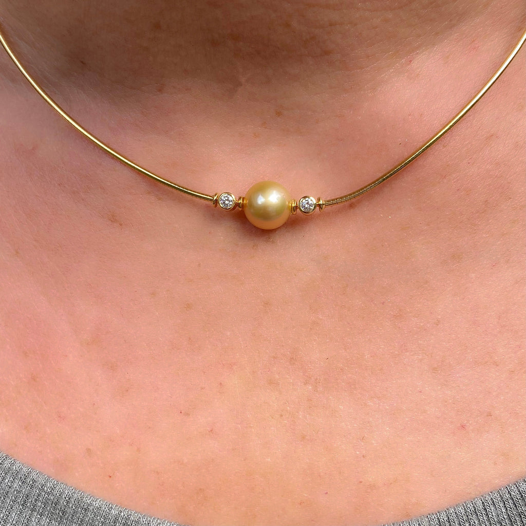 Cultured Pearl & Diamond Necklace by Mikimoto