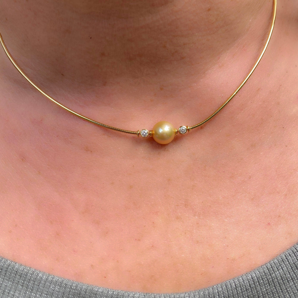 Cultured Pearl & Diamond Necklace by Mikimoto