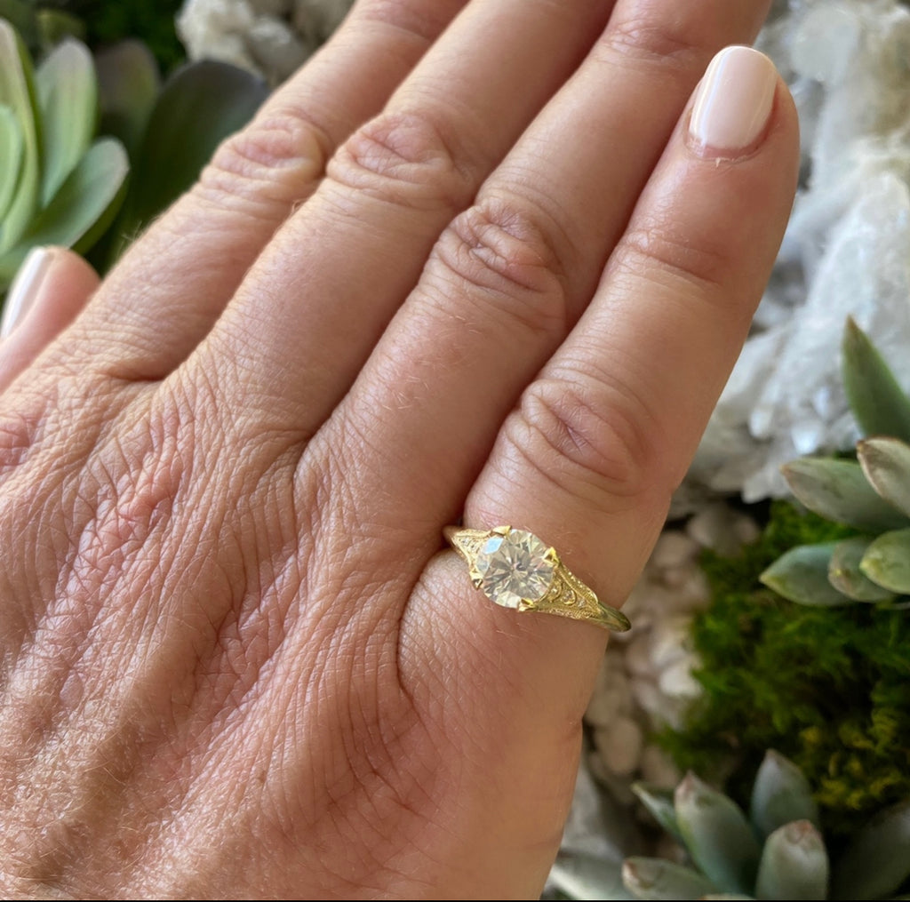 1.08-ct. Diamond & Yellow Gold Engagement Ring