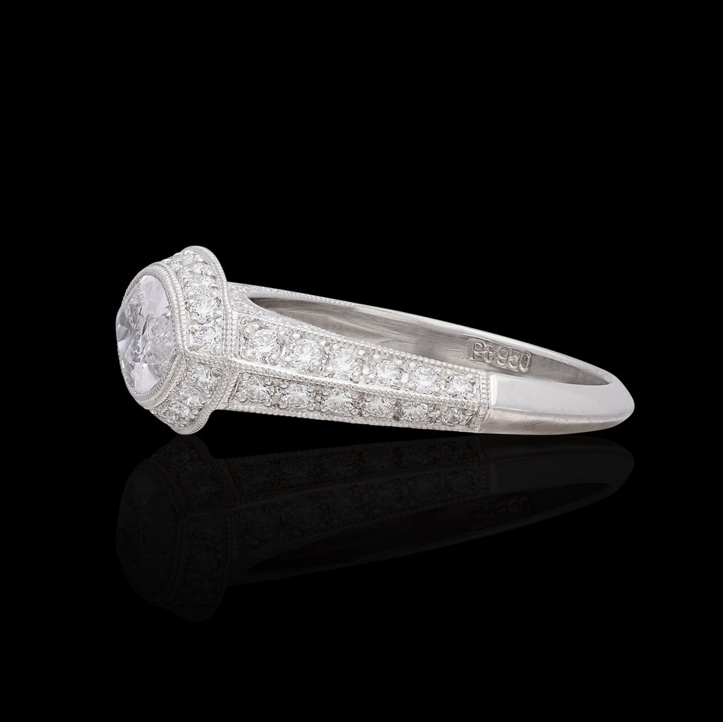 Unique Marquise Cut Platinum Diamond Ring