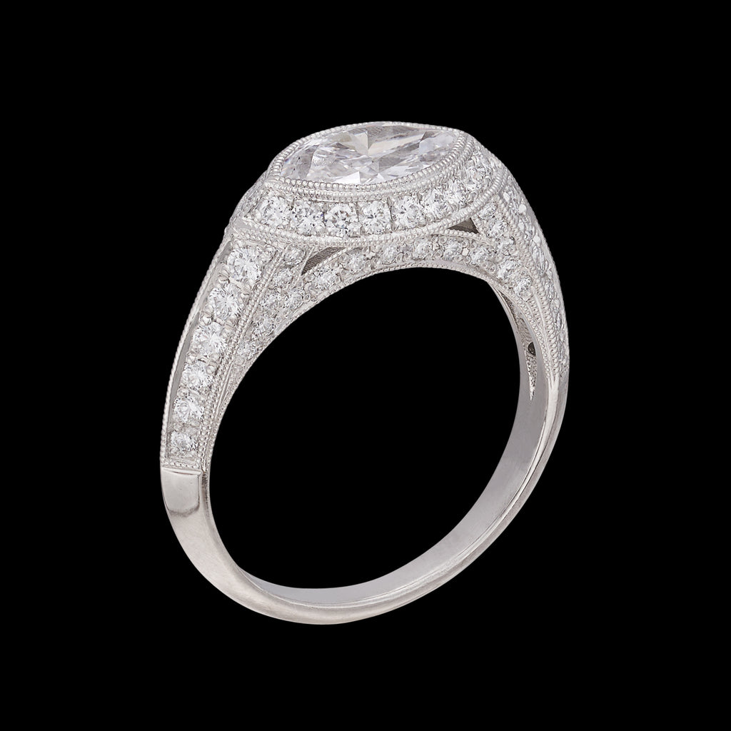 Unique Marquise Cut Platinum Diamond Ring