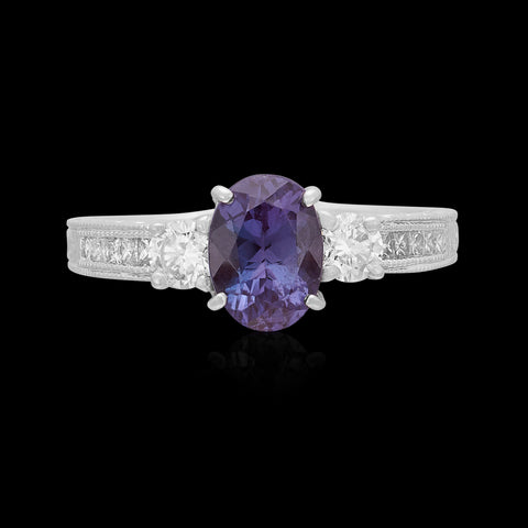 Color-Change Alexandrite & Diamond White Gold Ring