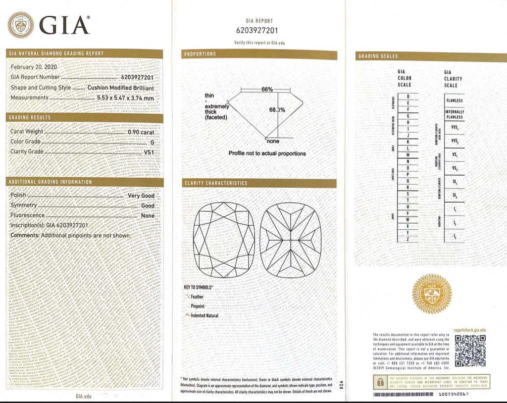 GIA Cushion Cut Diamond Halo Platinum Ring