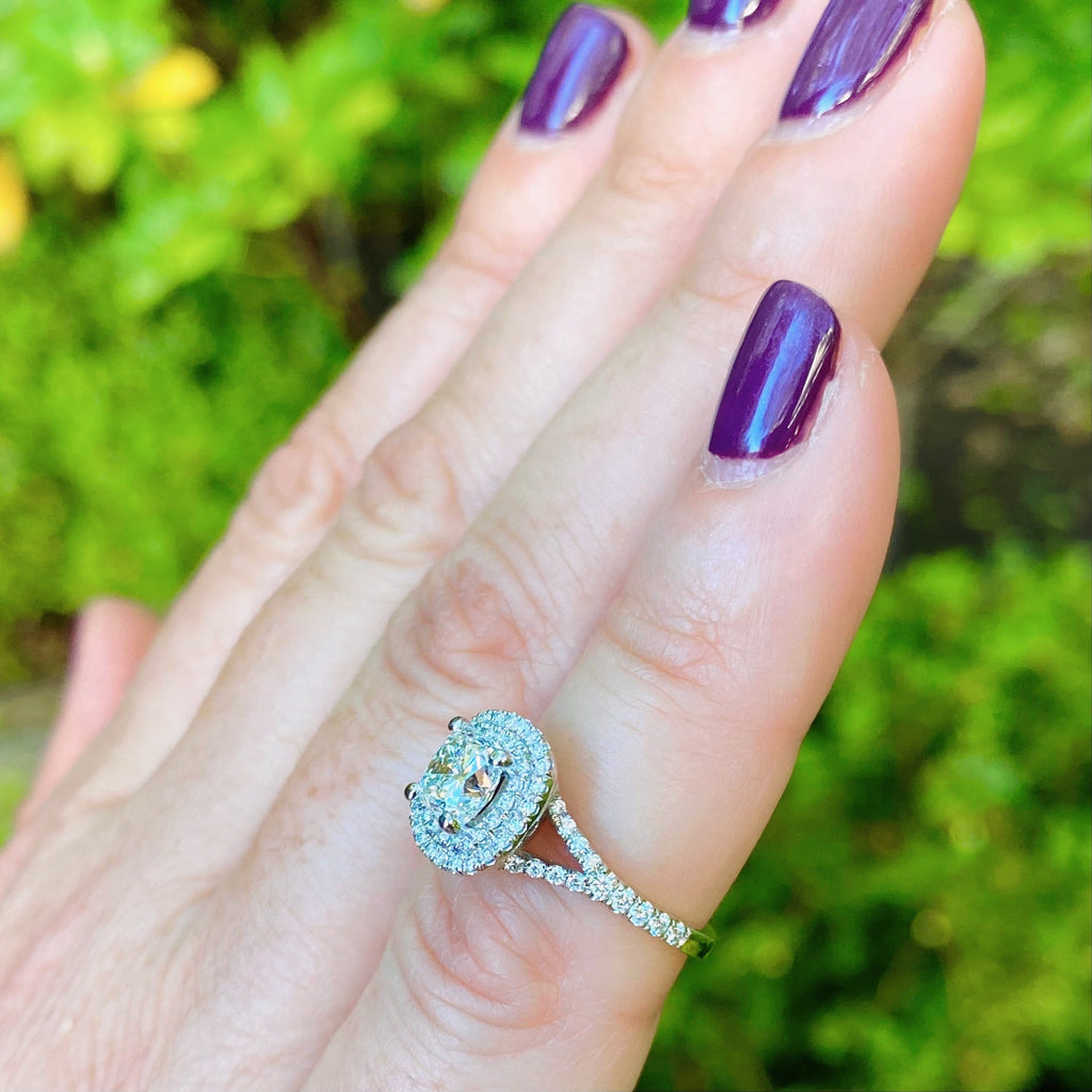 GIA Cushion Cut Diamond Halo Platinum Ring