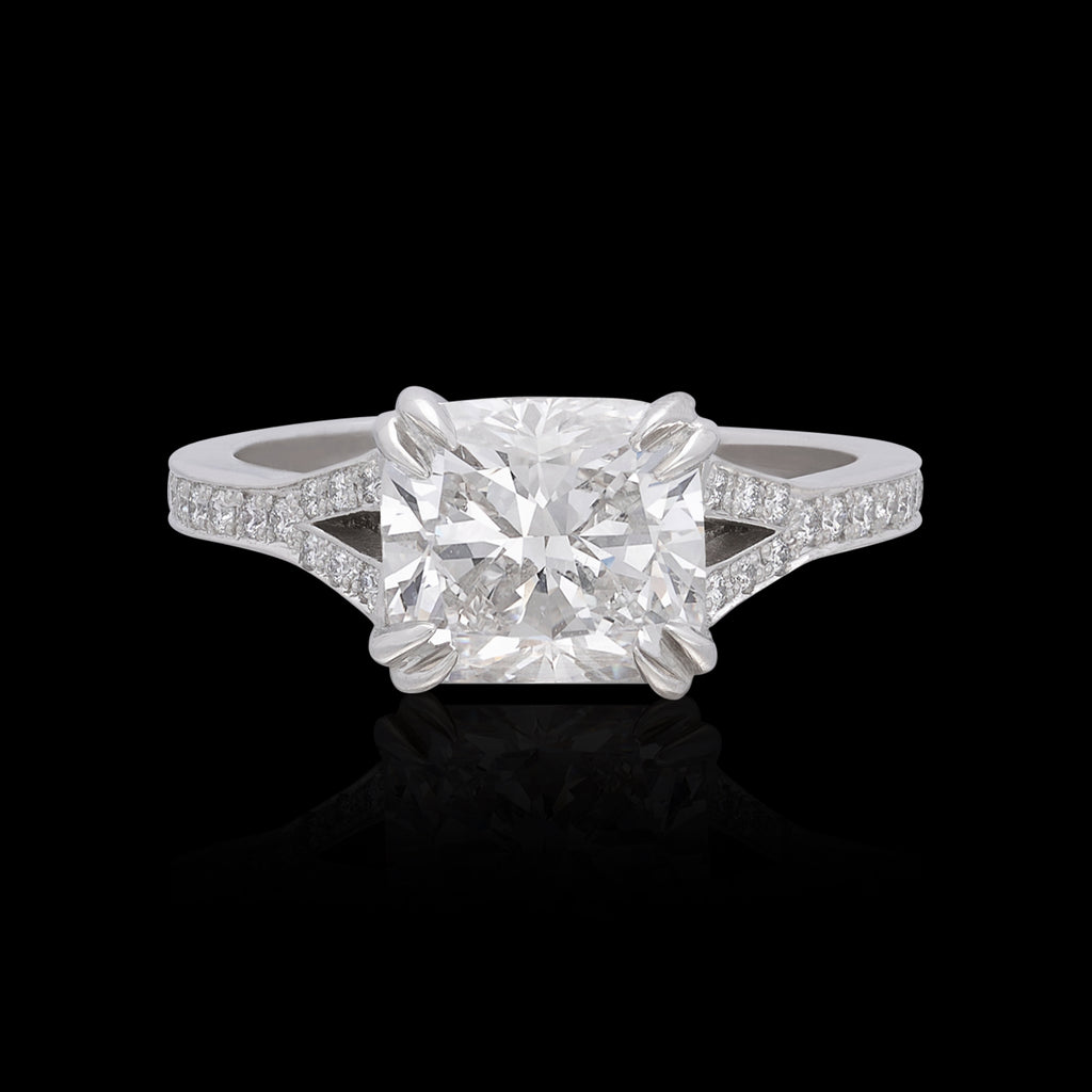 GIA 2.56ct Cushion Cut Diamond Engagement Ring