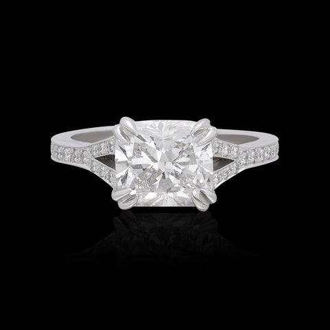 GIA 2.56ct Cushion Cut Diamond Engagement Ring