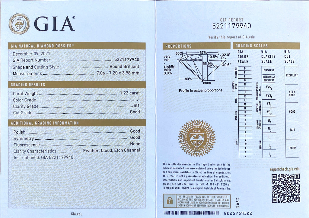 GIA 1.22-ct J/SI1 Diamond Platinum Engagement Ring