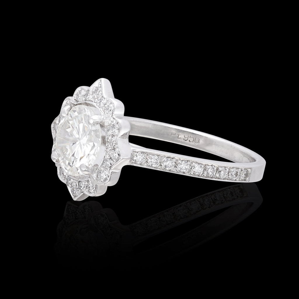 GIA 1.22-ct J/SI1 Diamond Platinum Engagement Ring