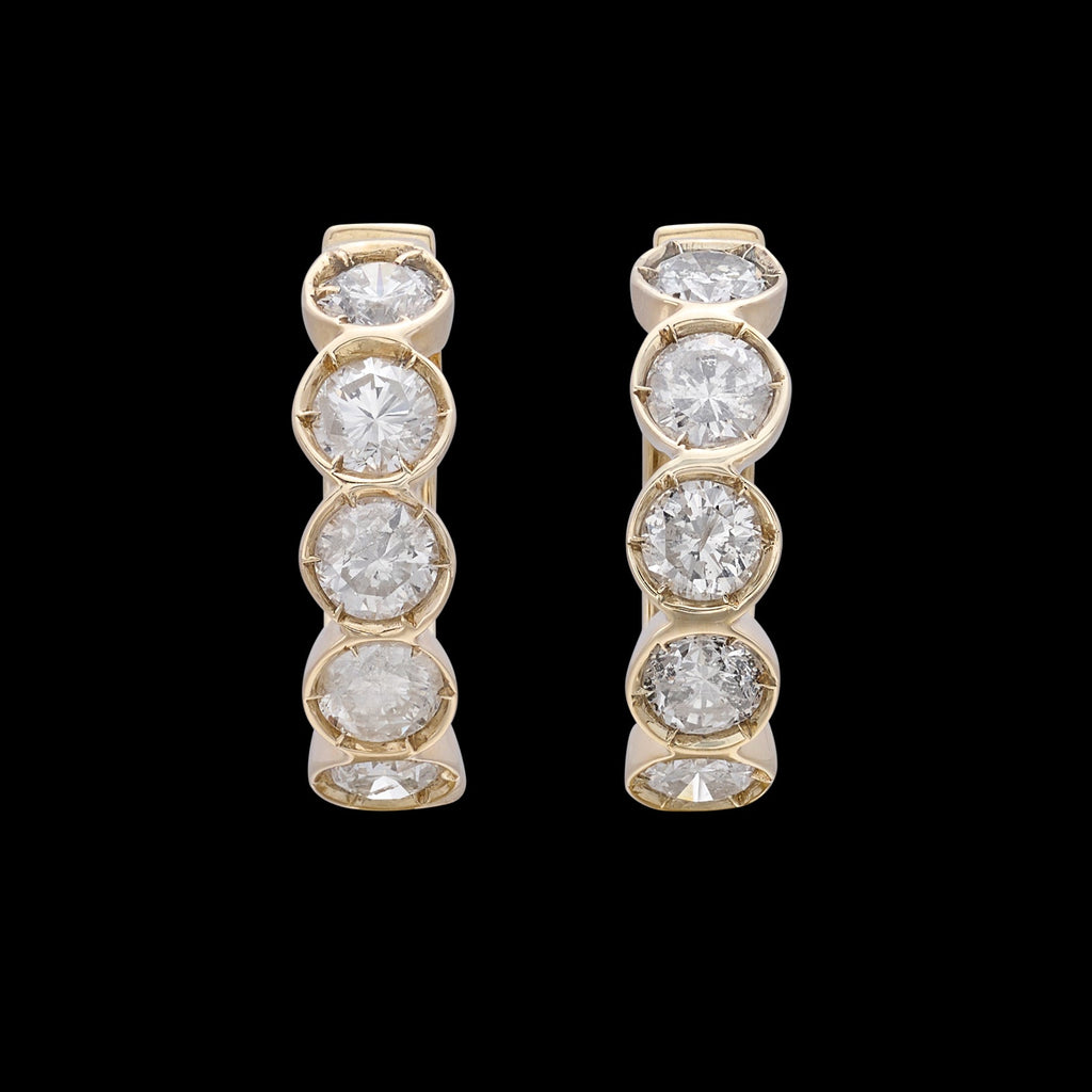 18k Yellow Gold Diamond Hoop Earrings