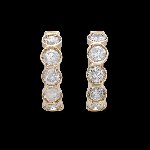 18k Yellow Gold Diamond Hoop Earrings