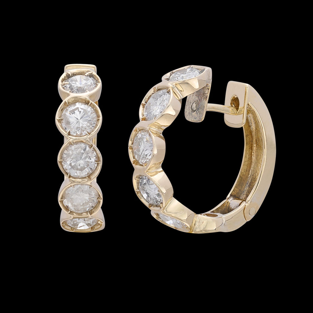 18k Yellow Gold Diamond Hoop Earrings