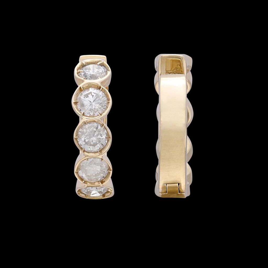18k Yellow Gold Diamond Hoop Earrings