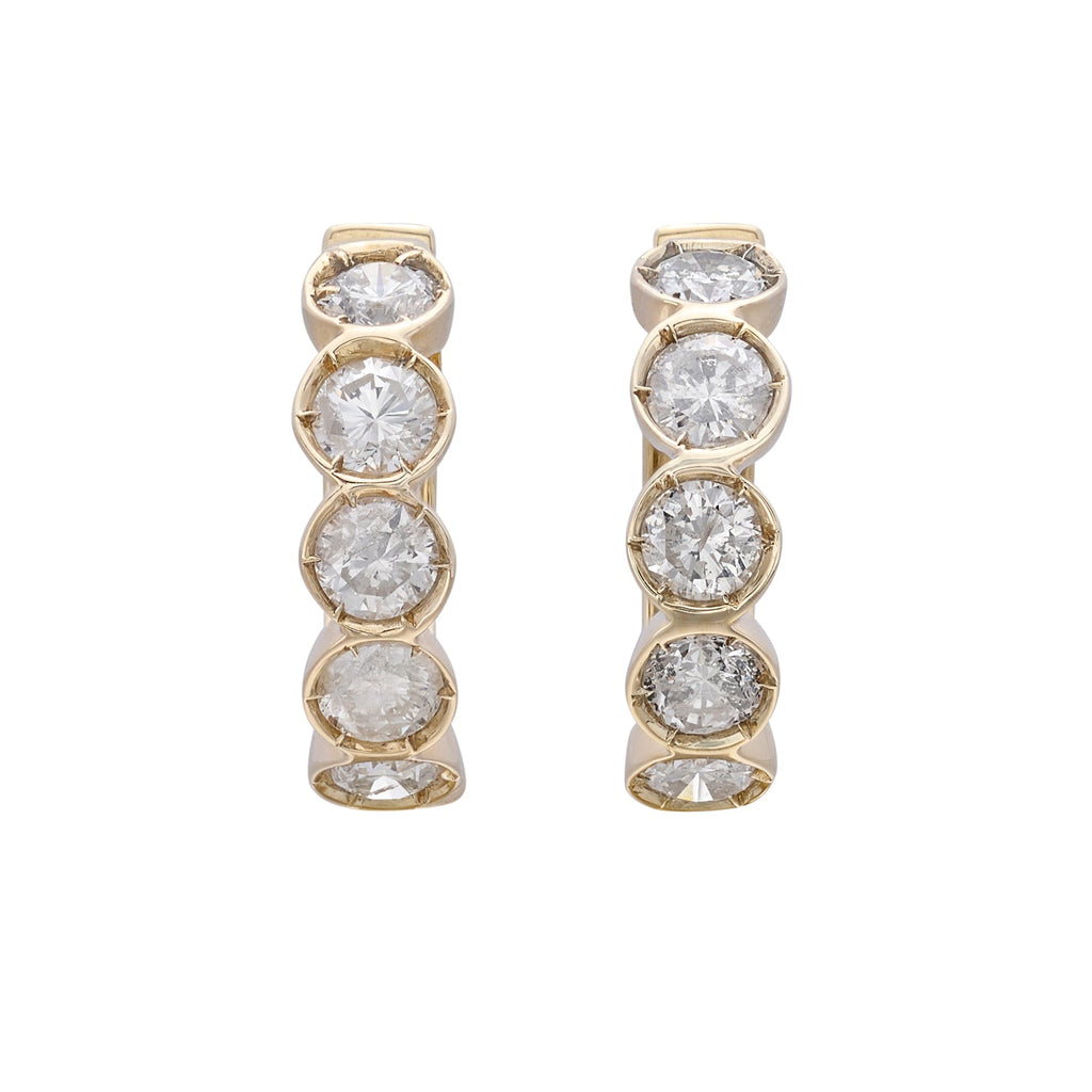 18k Yellow Gold Diamond Hoop Earrings