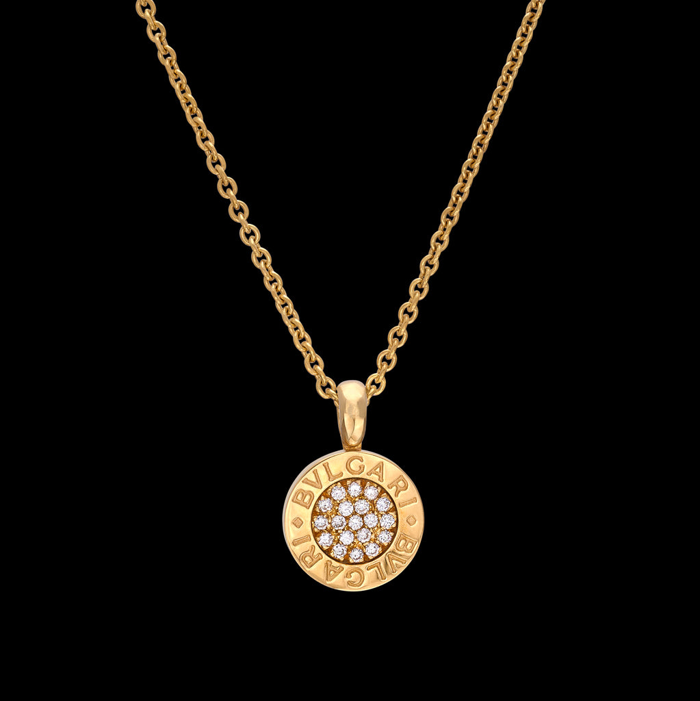 Bulgari Diamond & 18k Gold Coin Pendant Necklace
