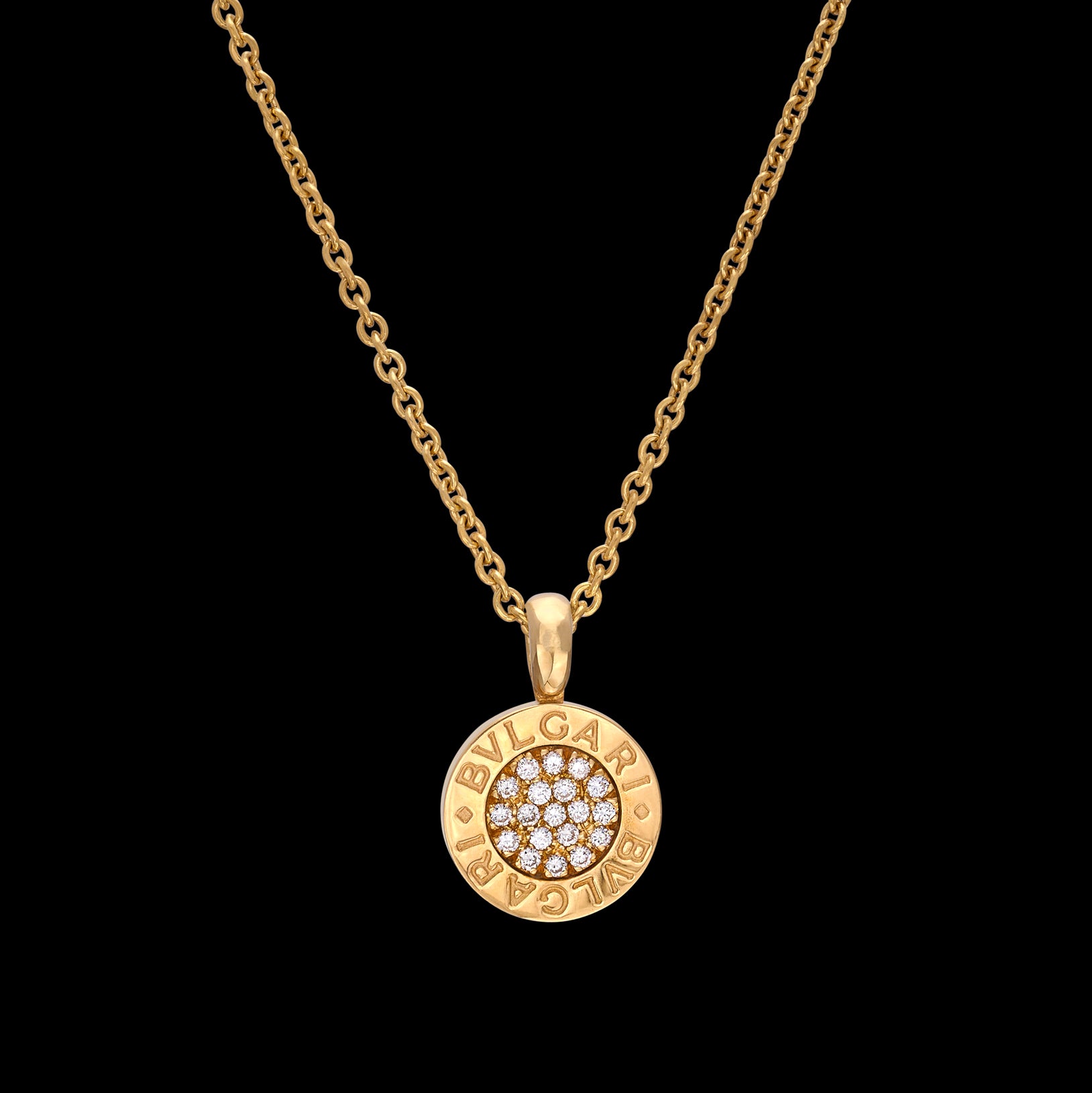Bulgari Diamond 18k Gold Coin Pendant Necklace1