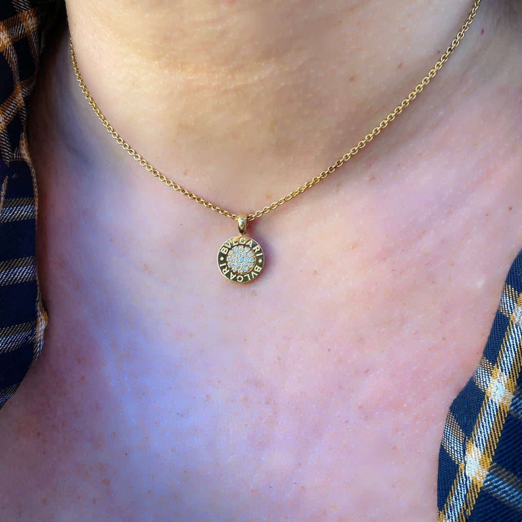 Bulgari Diamond & 18k Gold Coin Pendant Necklace