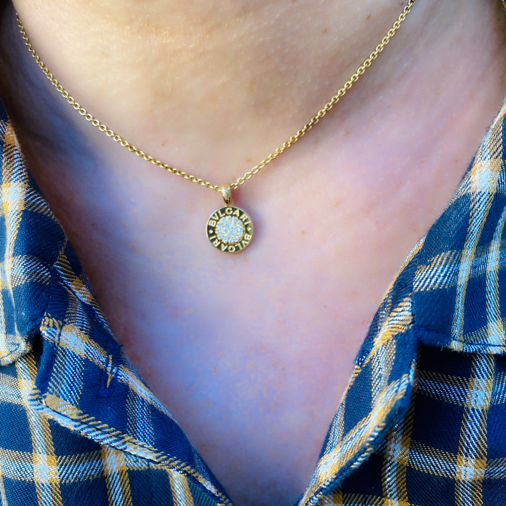 Bulgari Diamond & 18k Gold Coin Pendant Necklace