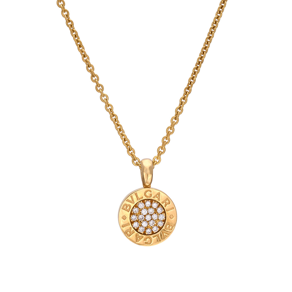 Bulgari Diamond & 18k Gold Coin Pendant Necklace