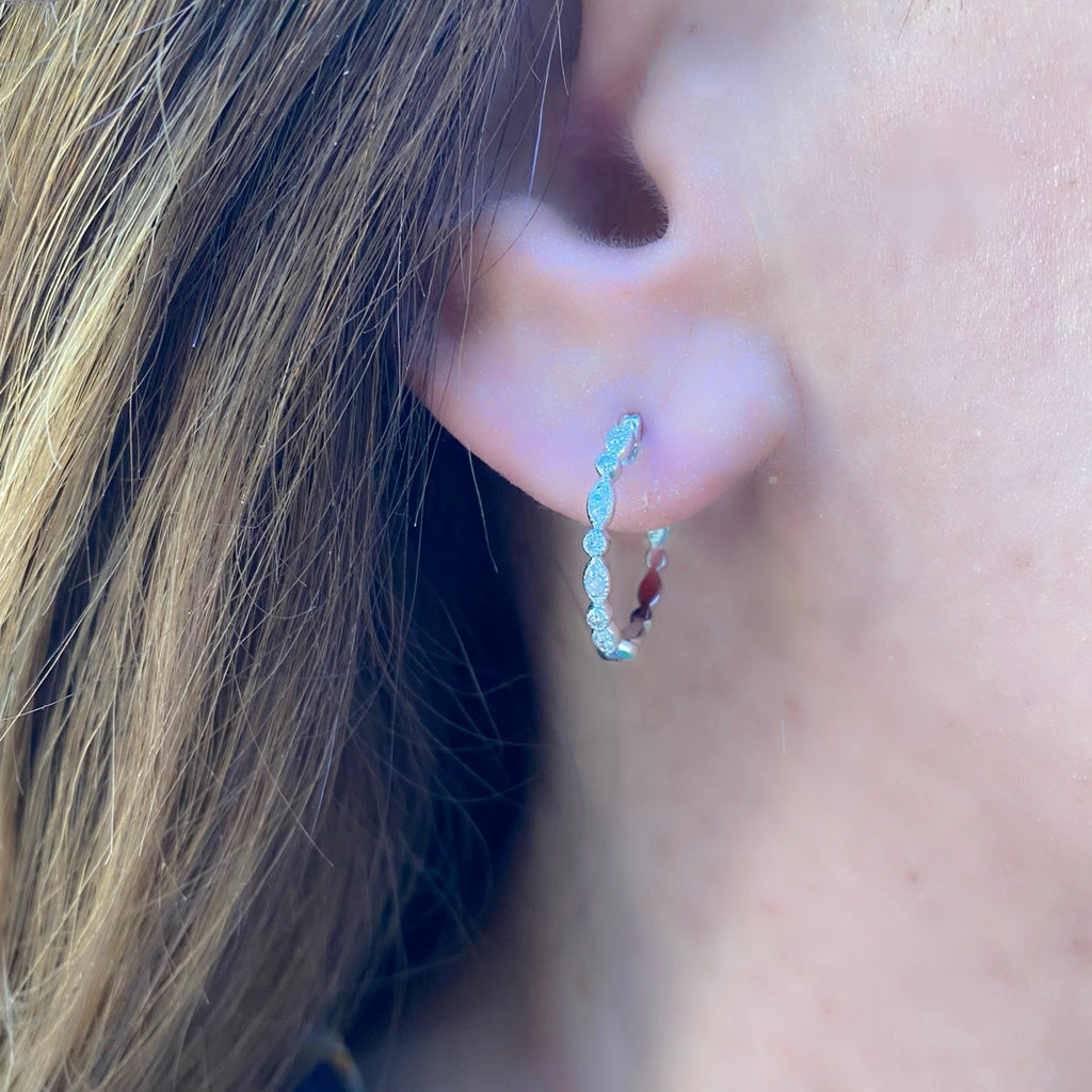 Diamond and Cultured Pearl Hoop Earrings