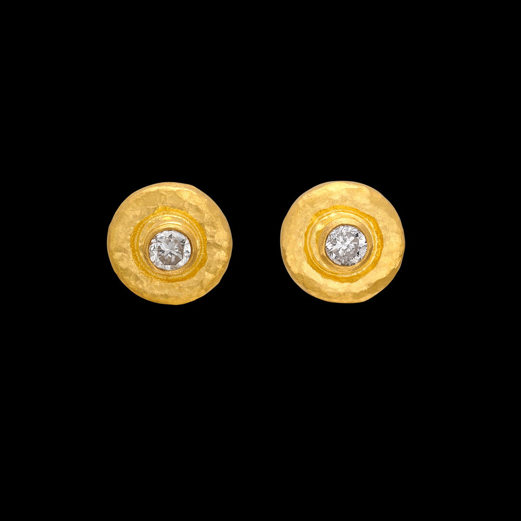 Diamond & 24k Gold Stud Earrings by Gurhan