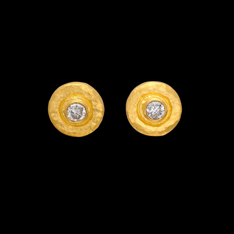 Diamond & 24k Gold Stud Earrings by Gurhan