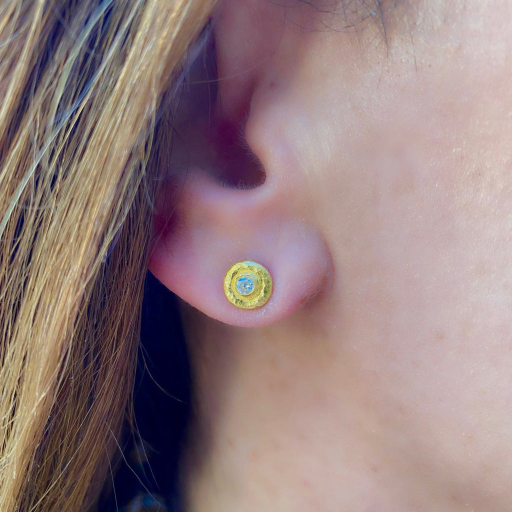 Diamond & 24k Gold Stud Earrings by Gurhan