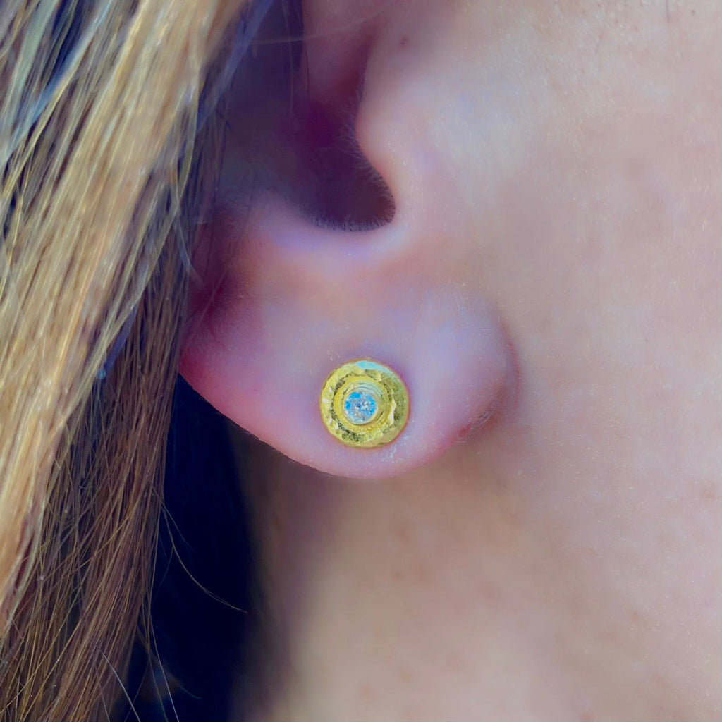 Diamond & 24k Gold Stud Earrings by Gurhan