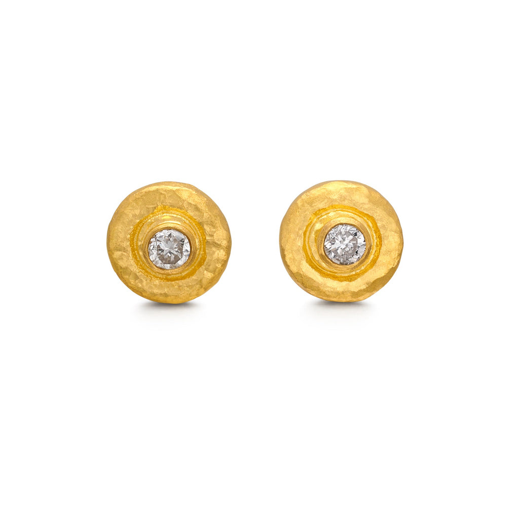 Diamond & 24k Gold Stud Earrings by Gurhan