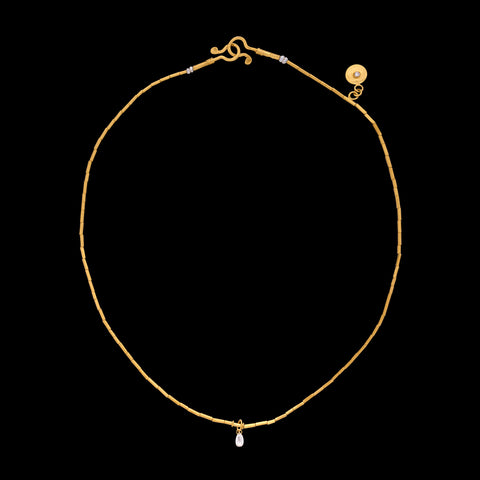 Diamond Briolette & Gold Rain Necklace by Gurhan