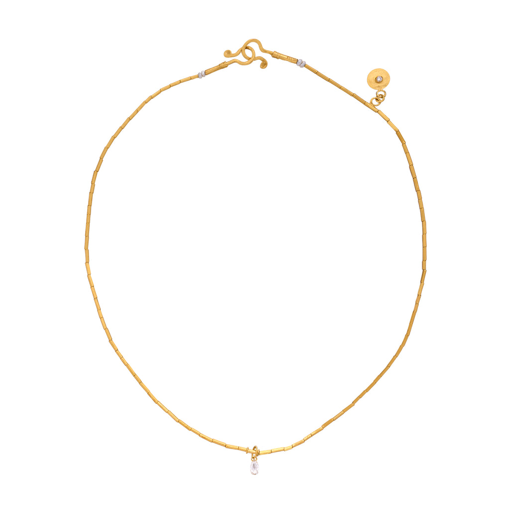 Diamond Briolette & Gold Rain Necklace by Gurhan