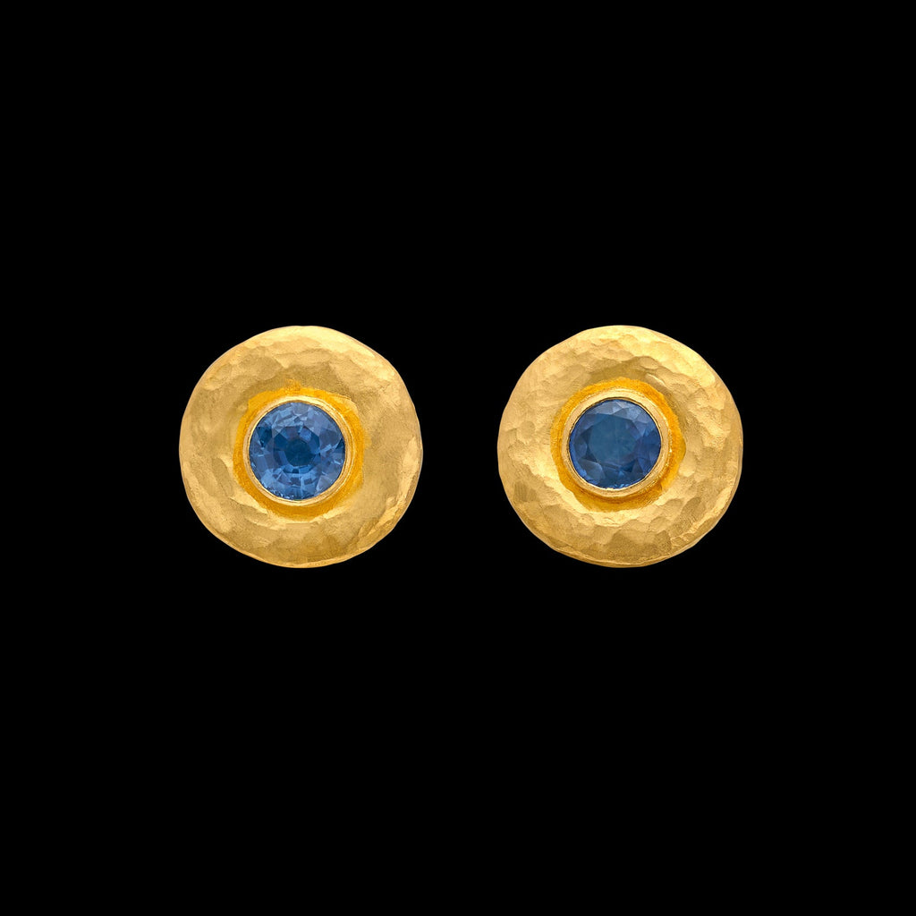 Sapphire & 24k Gold Stud Earrings by Gurhan