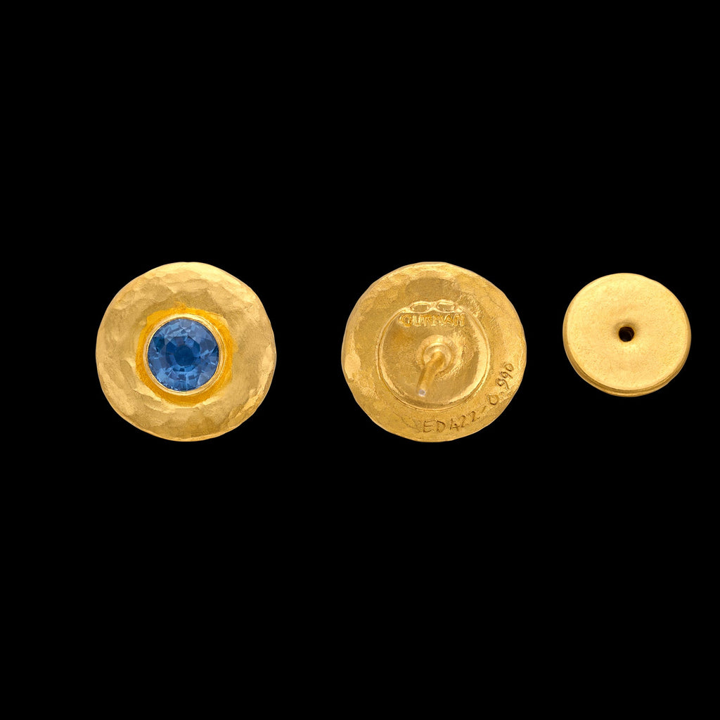 Sapphire & 24k Gold Stud Earrings by Gurhan
