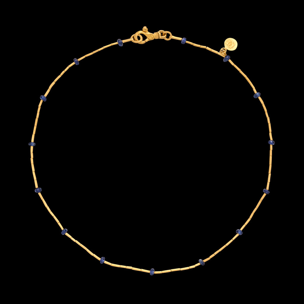 Sapphire Bead & 24k Gold Necklace by Gurhan