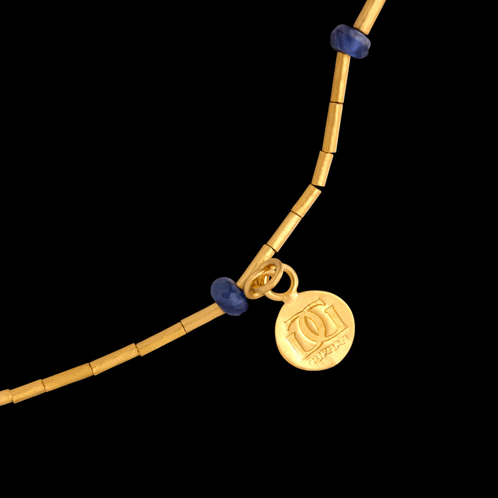Sapphire Bead & 24k Gold Necklace by Gurhan