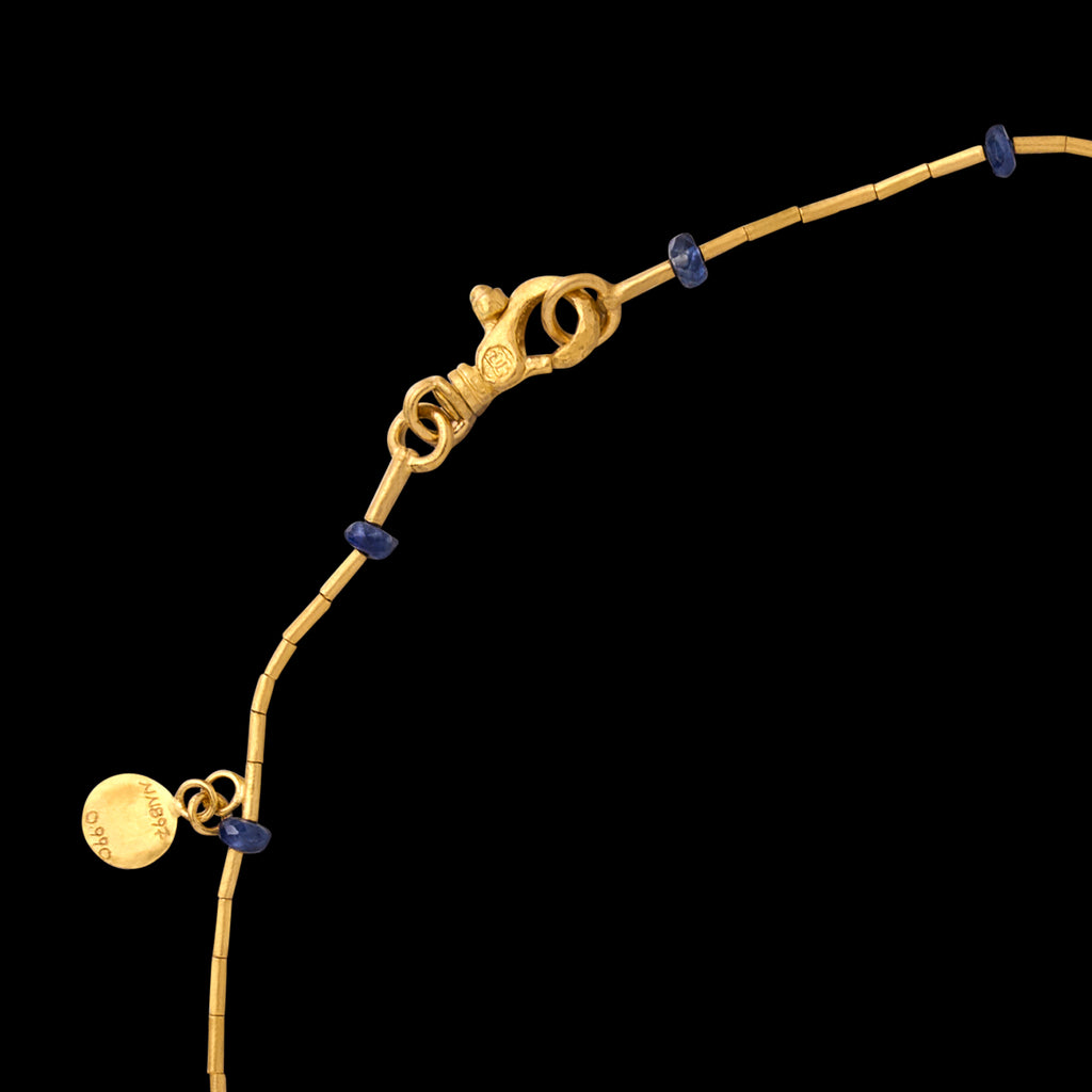 Sapphire Bead & 24k Gold Necklace by Gurhan