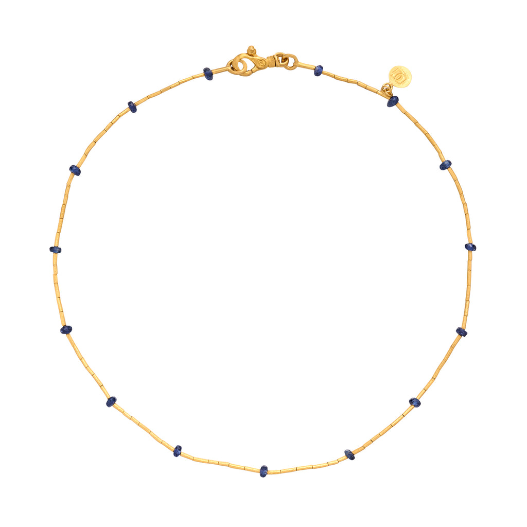 Sapphire Bead & 24k Gold Necklace by Gurhan