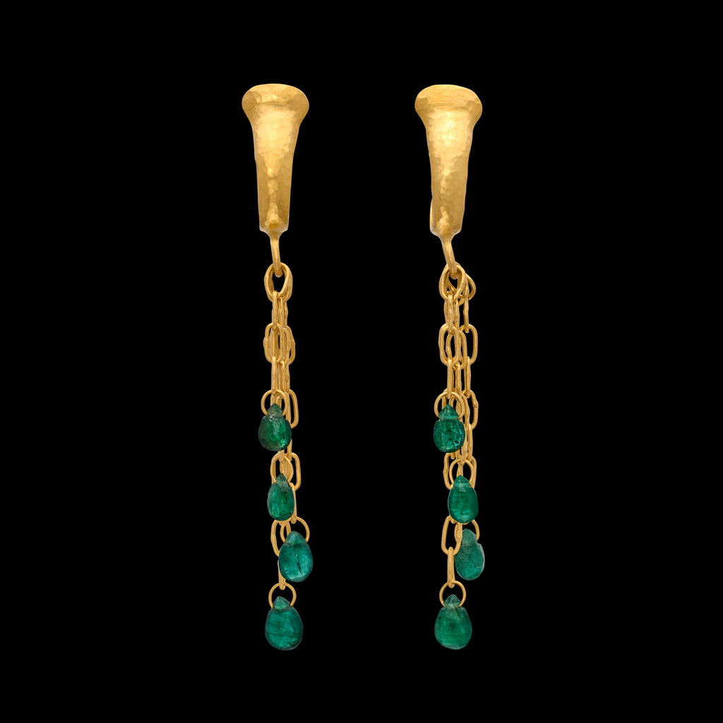Emerald & 24k Gold Earrings by Gurhan