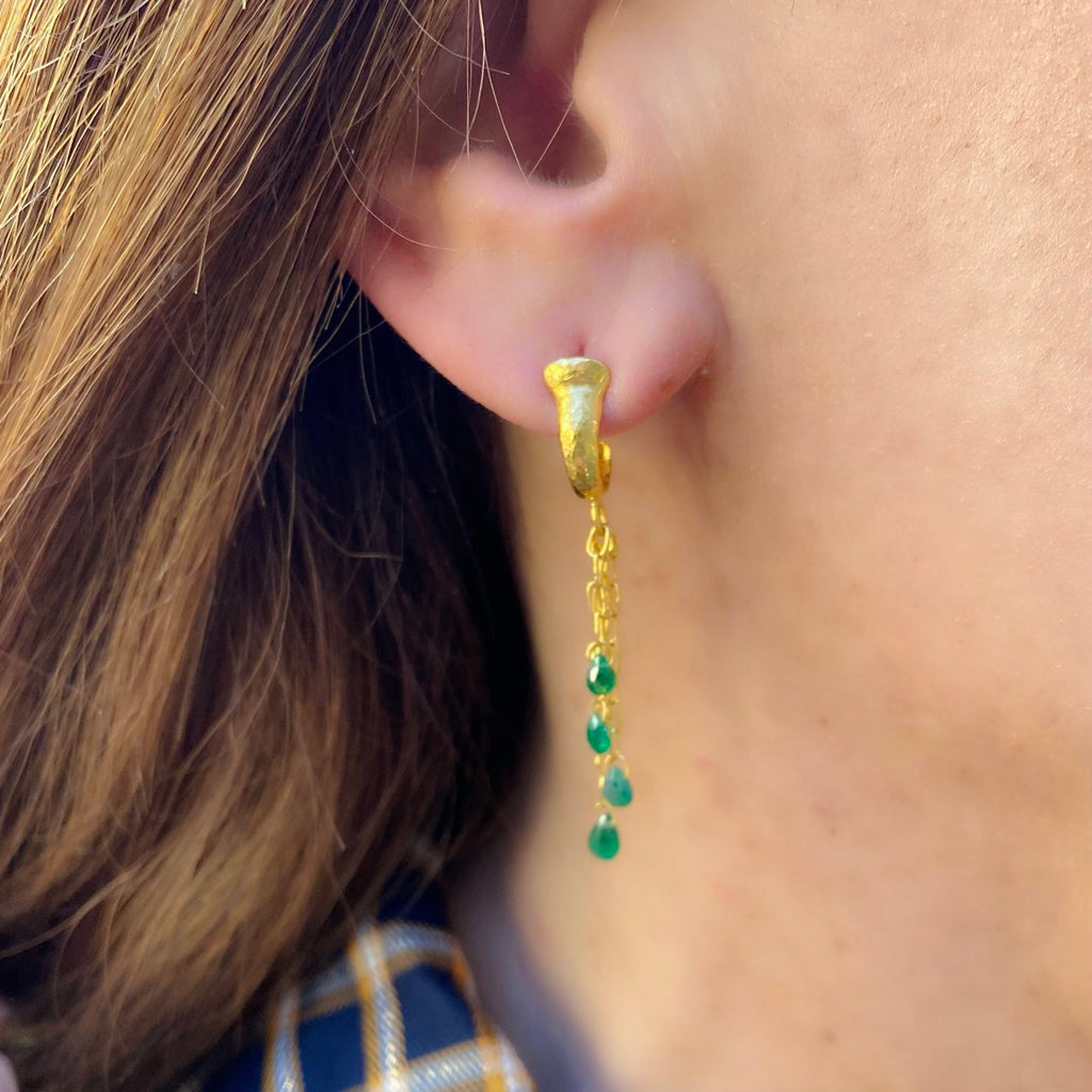 Emerald & 24k Gold Earrings by Gurhan