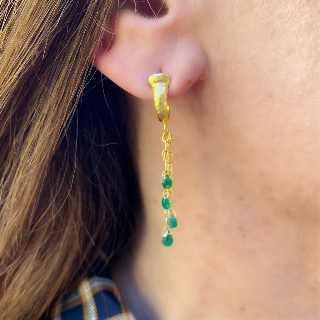 Emerald & 24k Gold Earrings by Gurhan