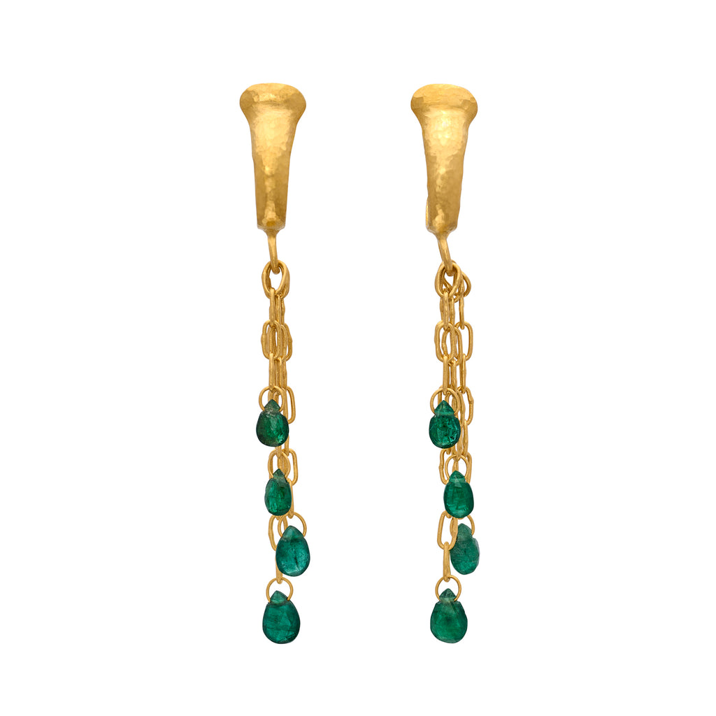 Emerald & 24k Gold Earrings by Gurhan