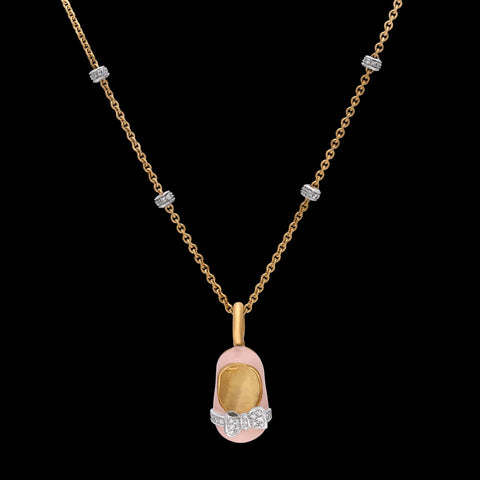 Aaron Basha Diamond & Enamel Baby Shoe Pendant Necklace