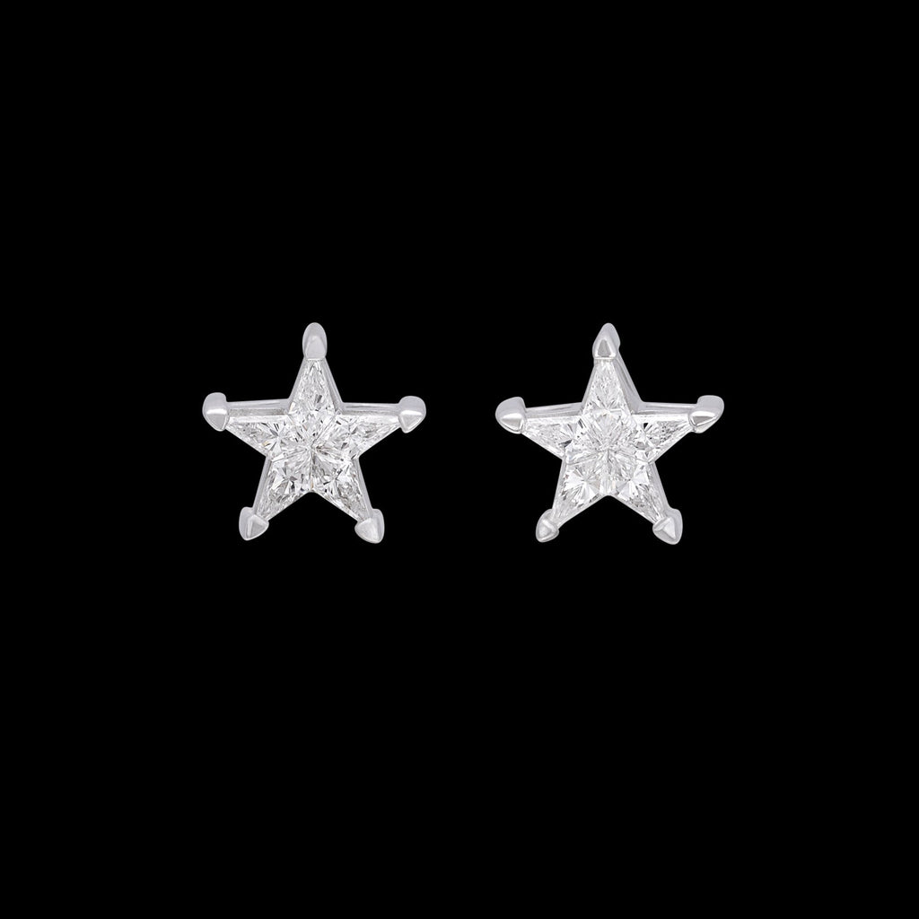 Diamond and White Gold Star Earrings
