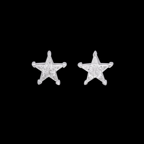 Diamond and White Gold Star Earrings
